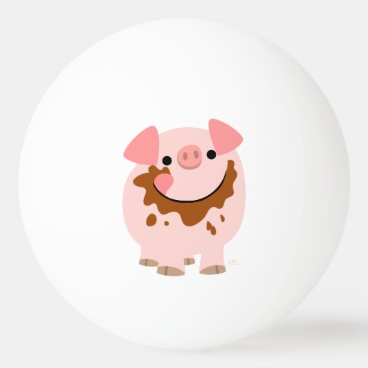 Cute Chocolate Cartoon Pig Ping Pong Ball (Achterkant)
