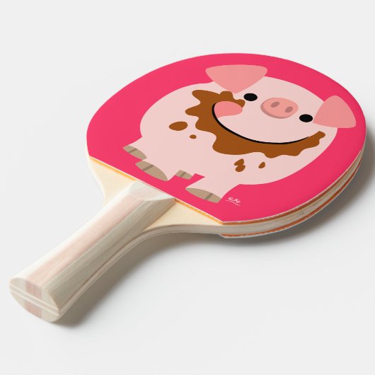 Cute Chocolate Cartoon Pig Ping Pong Paddle Tafeltennisbatje (Voorkant Gekanteld)
