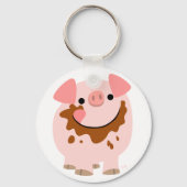 Cute Chocolate Cartoon Pig Sleutelhanger (Voorkant)