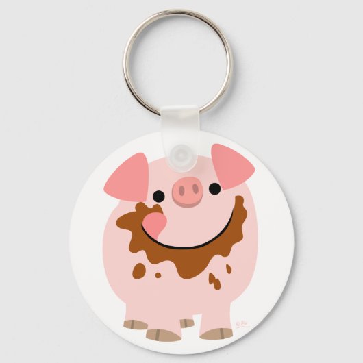 Cute Chocolate Cartoon Pig Sleutelhanger (Voorkant)