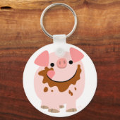 Cute Chocolate Cartoon Pig Sleutelhanger (Voorkant)