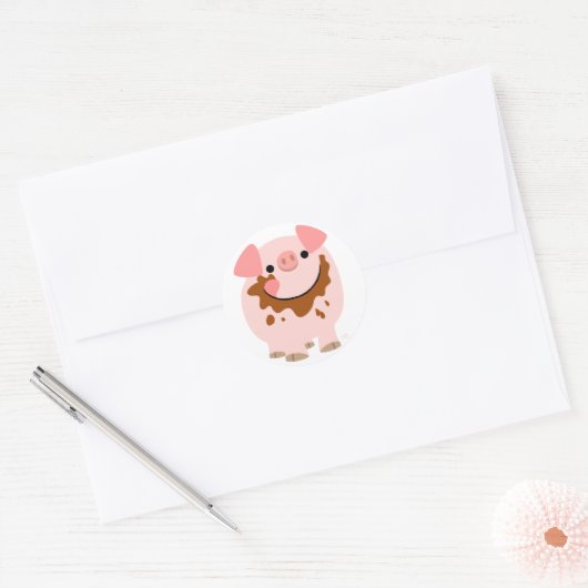 Cute Chocolate Cartoon Pig Sticker (Envelop)