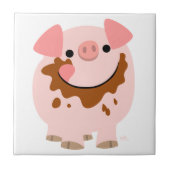 Cute Chocolate Cartoon Pig Tegel Tegeltje (Voorkant)