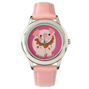 Cute Chocolate Cartoon PigWatch Horloge