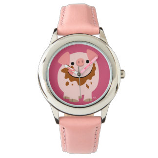 Cute Chocolate Cartoon PigWatch Horloge