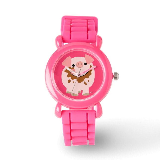 Cute Chocolate Cartoon PigWatch Horloge (Voorkant)