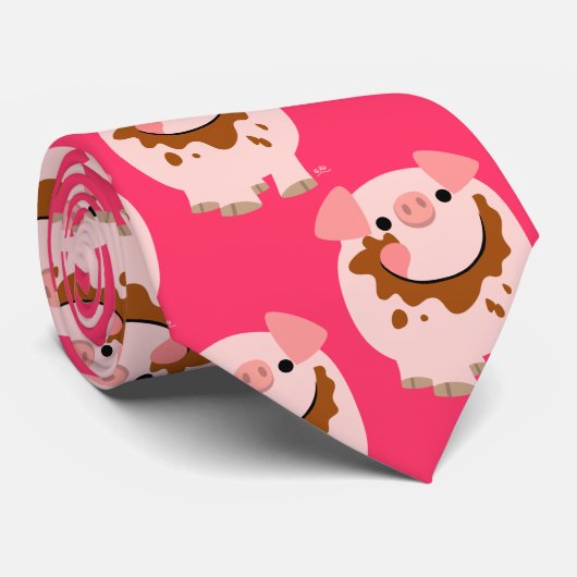 Cute Chocolate Cartoon Stropdas (Opgerold)