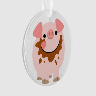 Cute Chocolate Cartoon Varkens AcrylOrnament Ornament