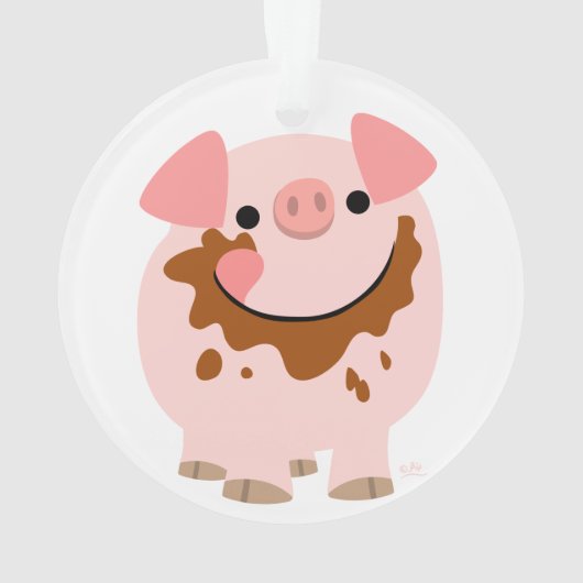 Cute Chocolate Cartoon Varkens AcrylOrnament Ornament (achterkant)
