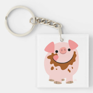 Cute Chocolate Cartoon Varkens AcrylSleutelhanger Sleutelhanger