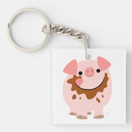 Cute Chocolate Cartoon Varkens AcrylSleutelhanger Sleutelhanger (Voorkant)