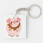 Cute Chocolate Cartoon Varkens AcrylSleutelhanger Sleutelhanger (Achterkant)