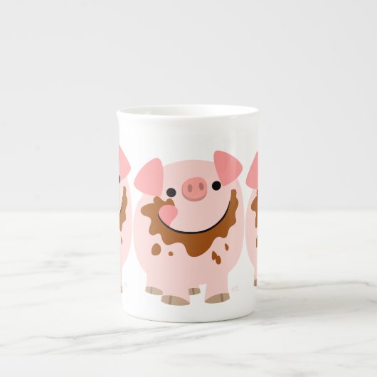 Cute Chocolate Cartoon Varkens Bone China Mok (Voorkant)
