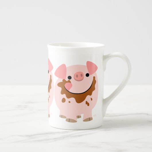 Cute Chocolate Cartoon Varkens Bone China Mok (Rechts)
