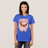 Cute Chocolate Cartoon Varkens T-shirt (Voorkant volledig)