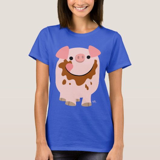Cute Chocolate Cartoon Varkens T-shirt (Voorkant)