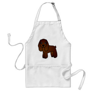 Cute Chocolate Cocker Spaniel Cartoon Standaard Schort