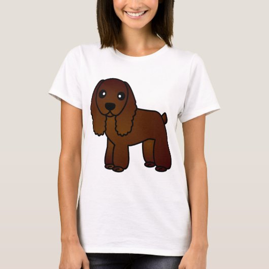 Cute Chocolate Cocker Spaniel Cartoon T-shirt (Voorkant)