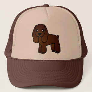 Cute Chocolate Cocker Spaniel Cartoon Trucker Pet