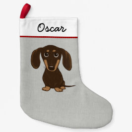 Cute Chocolate Dachshund Cartoon Dog Persoonlijk Kleine Kerstsok