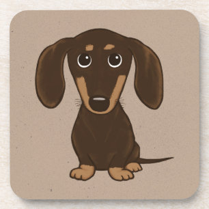 Cute Chocolate Dachshund   Cartoon Wiener Dog Bier Onderzetter