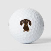 Cute Chocolate Dachshund | Cartoon Wiener Dog Golfballen (Voorkant)