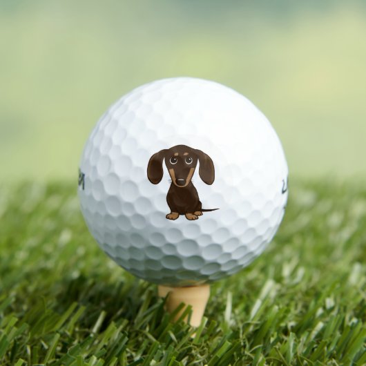 Cute Chocolate Dachshund | Cartoon Wiener Dog Golfballen (Insitu Shirt)
