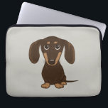 Cute Chocolate Dachshund | Cartoon Wiener Dog Laptop Sleeve<br><div class="desc">Schattigee Cartoon Doxie</div>