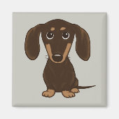 Cute Chocolate Dachshund | Cartoon Wiener Dog Magneet (Voorkant)