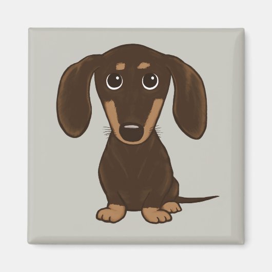 Cute Chocolate Dachshund | Cartoon Wiener Dog Magneet (Voorkant)