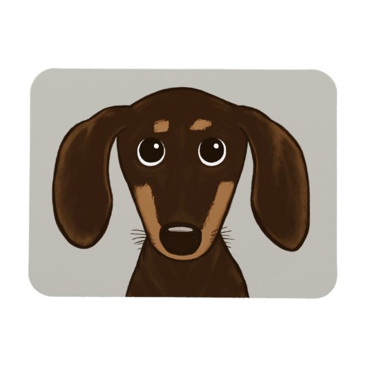 Cute Chocolate Dachshund | Cartoon Wiener Dog Magneet (Horizontaal)