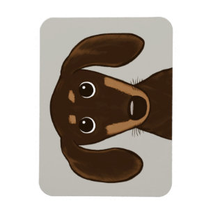 Cute Chocolate Dachshund   Cartoon Wiener Dog Magneet