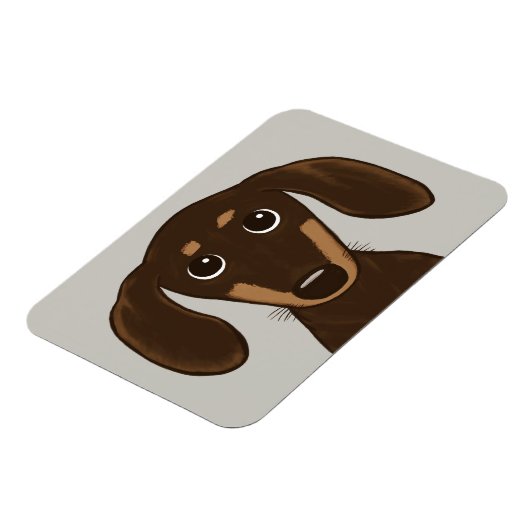 Cute Chocolate Dachshund | Cartoon Wiener Dog Magneet (Linkerzijde)