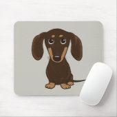 Cute Chocolate Dachshund | Cartoon Wiener Dog Muismat (Met muis)