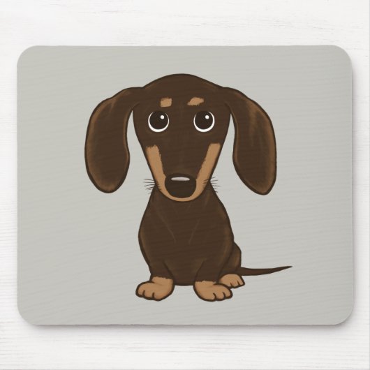 Cute Chocolate Dachshund | Cartoon Wiener Dog Muismat (Voorkant)