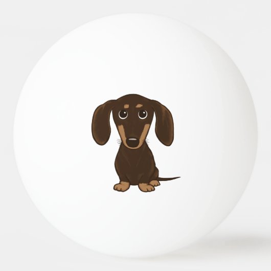 Cute Chocolate Dachshund | Cartoon Wiener Dog Pingpongbal (Achterkant)