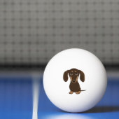 Cute Chocolate Dachshund | Cartoon Wiener Dog Pingpongbal (Net)