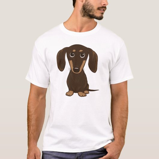 Cute Chocolate Dachshund | Cartoon Wiener Dog T-shirt (Voorkant)
