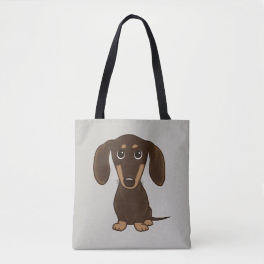 Cute Chocolate Dachshund | Cartoon Wiener Dog Tote Bag (Voorkant)