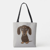 Cute Chocolate Dachshund | Cartoon Wiener Dog Tote Bag (Achterkant)