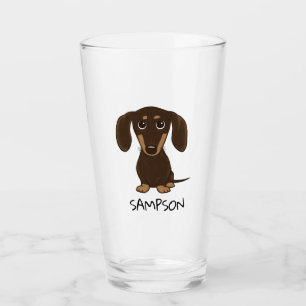 Cute Chocolate Dachshund Wiener Dog Persoonlijk Glas