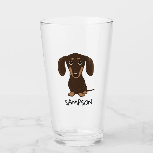 Cute Chocolate Dachshund | Wiener Dog Persoonlijk Glas (Voorkant)