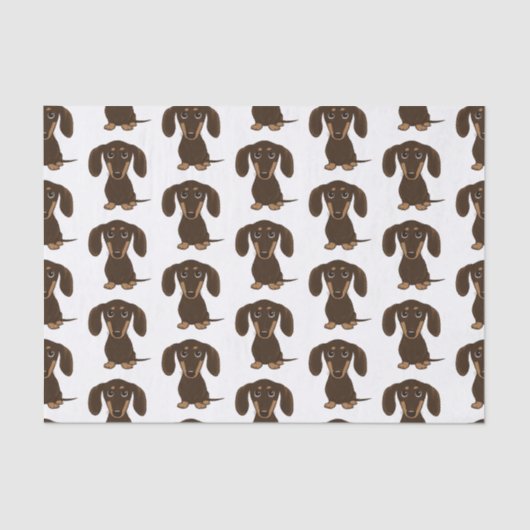 Cute Chocolate Dachshunds Patroon | Wiener Dogs Tissuepapier (Voorkant)