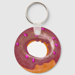 Cute Chocolate Donut Button Sleutelhanger