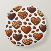 Cute Chocolate Hearts Pillow - Round Candy Love Rond Kussen (Achterkant)