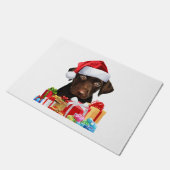 Cute Chocolate Lab Puppy Santa Hat Afbeelding Chri Deurmat (Schuin)