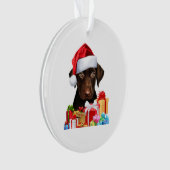 Cute Chocolate Lab Puppy Santa Hat Afbeelding Chri Ornament (voorkant)