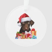 Cute Chocolate Lab Puppy Santa Hat Afbeelding Chri Ornament (voorkant)
