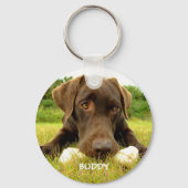 Cute Chocolate Labrador Custom Sleutelhanger (Voorkant)