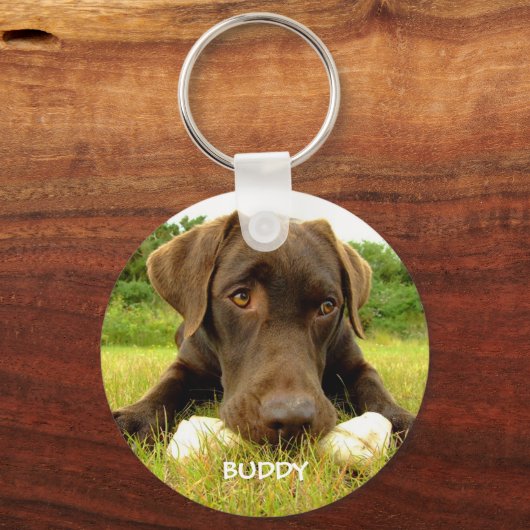Cute Chocolate Labrador Custom Sleutelhanger (Voorkant)